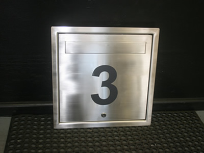 Stainless steel letterbox face Stainless steel letterbox face